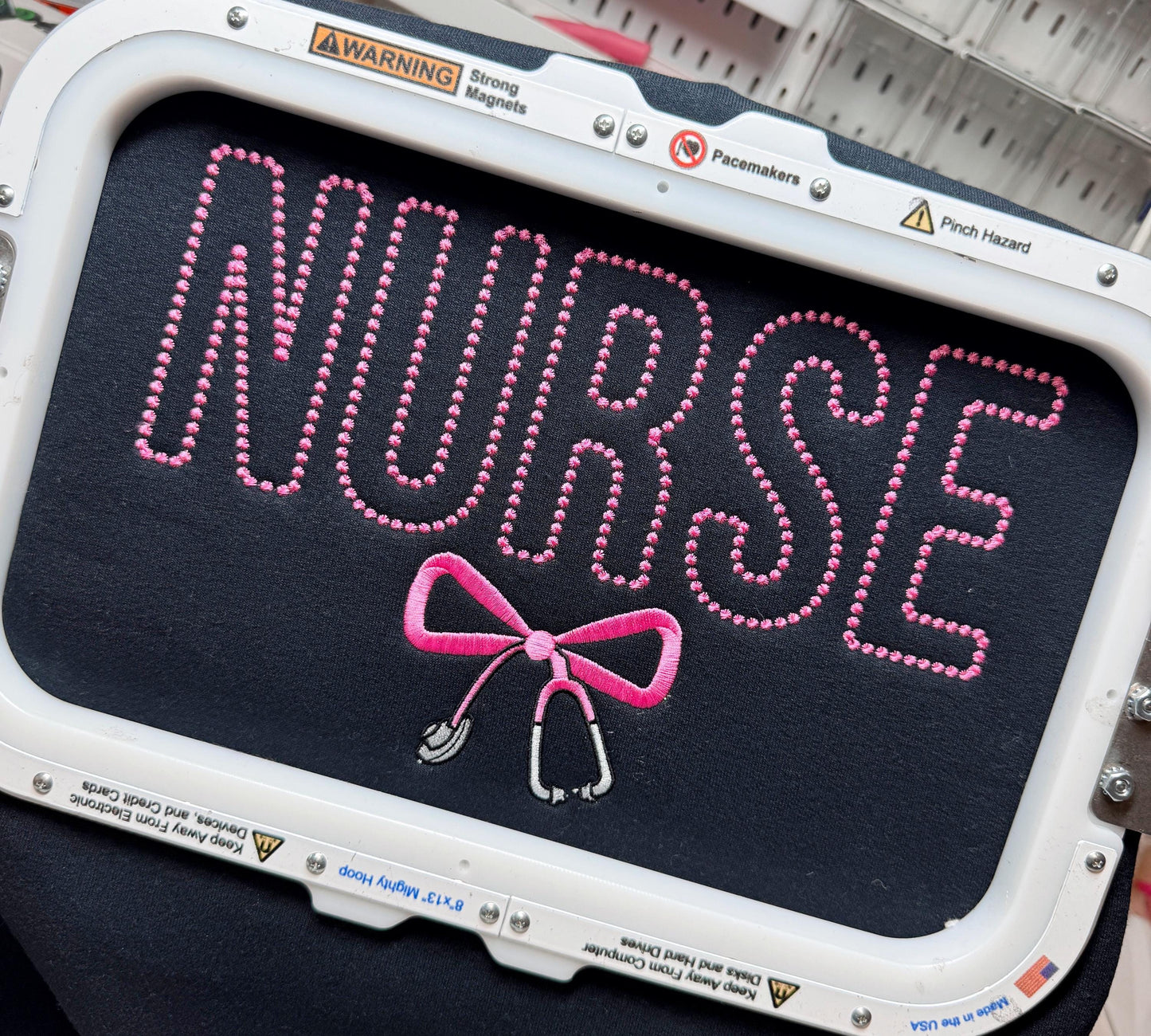 Dotted Nurse Bow Embroidered Crewneck